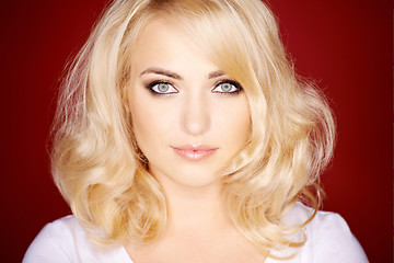 Image showing Gorgeous blond woman with shoulder length hair