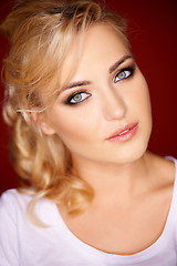 Image showing Beautiful blond with grey blue eyes