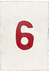 Image showing number six on white plywood board 