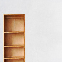 Image showing empty old retro wooden book shelf