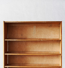Image showing empty old retro wooden book shelf