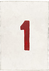 Image showing number one on white plywood board 