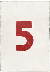 Image showing number five on white plywood board 