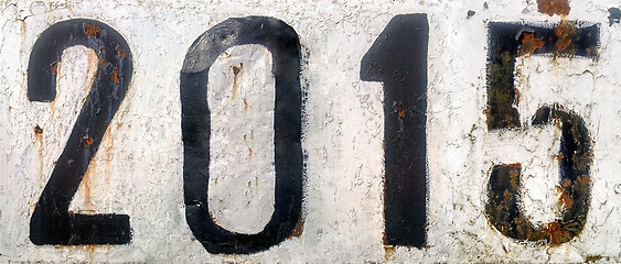 Image showing Rusty metal plate with numbers 