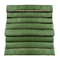 Image showing stack of green vintage old books