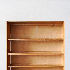 Image showing empty old retro wooden book shelf