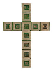Image showing Cross made of old and dirty microprocessors