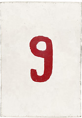 Image showing number nine on white plywood board 