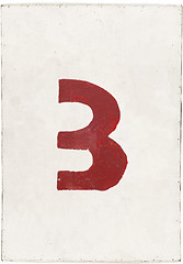 Image showing number three on white plywood board 