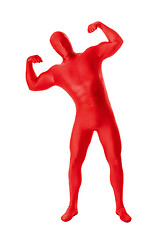 Image showing man in a red body suit