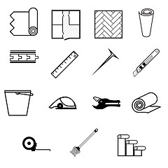 Image showing Vector icons for working with linoleum