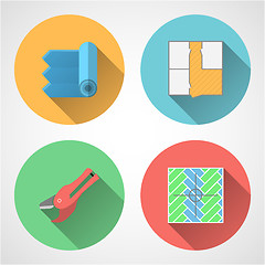 Image showing Flat vector icons for linoleum flooring service