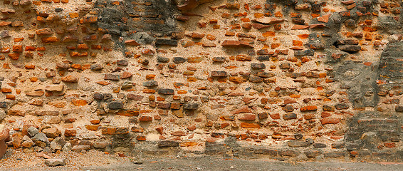 Image showing Very old red brick wall. India, Agra