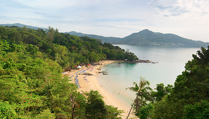 Image showing Laem Sing beach, Phuket island, Thailand. Top view