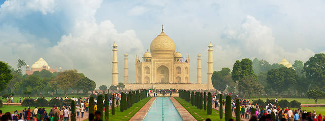 Image showing Famous Taj Mahal, visited by thousands of tourists every day. Ar