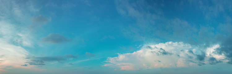 Image showing Panorama of the daytime sky with clouds