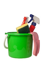 Image showing Cleaning tools and detergent