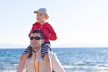 Image showing family at the lake