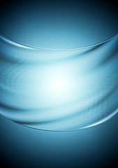 Image showing Abstract tech wavy blue background