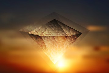 Image showing Abstract shiny diamond on the sky background