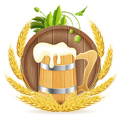 Image showing Barrel of Beer and Wooden Mug