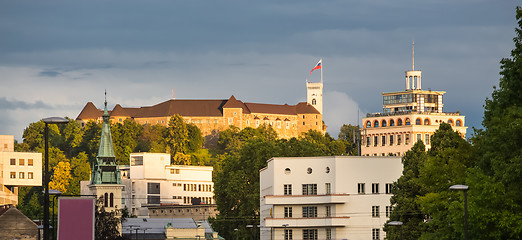 Image showing Ljubljana, at sunset; Slovenia, Europe.