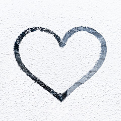 Image showing Heart drawn on frosty window.