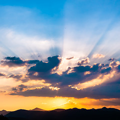 Image showing Sunset with sun rays