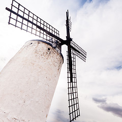 Image showing Vintage windmills in La Mancha.