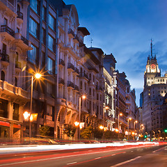 Image showing Gran via street, Madrid, Spain.