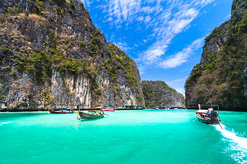 Image showing Wooden boat on Phi Phi island, Thailand.