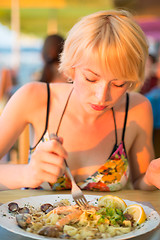 Image showing Woman eating healthy food.