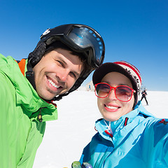 Image showing Couple skiing.