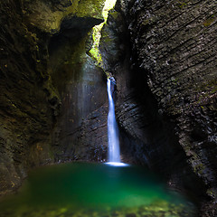 Image showing Kozjak waterfall in the National Park of Triglav, Julian Alps, S