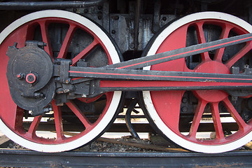 Image showing Vintage steam engine wheel.