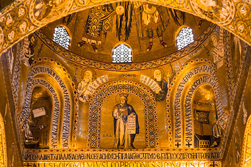 Image showing Golden mosaic in La Martorana church, Palermo, Italy