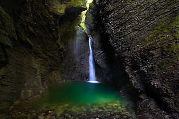 Image showing Kozjak waterfall in the National Park of Triglav, Julian Alps, S