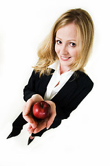Image showing Business woman with apple