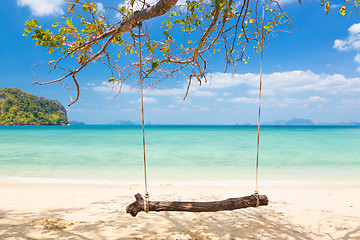 Image showing Swing on a tropical beach.