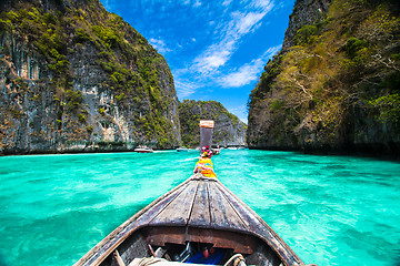 Image showing Wooden boat on Phi Phi island, Thailand.