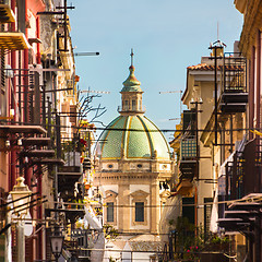 Image showing Traditional Italian medieval narrov street in Plermo.