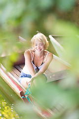 Image showing Woman enjoing the sunny summer day,