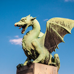 Image showing Famous Dragon bridge in Ljubljana