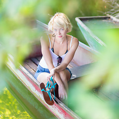 Image showing Woman enjoing the sunny summer day,