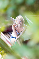 Image showing Woman enjoing the sunny summer day,