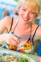 Image showing Woman eating healthy food.