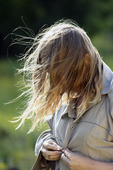Image showing The girl with fluttering hair