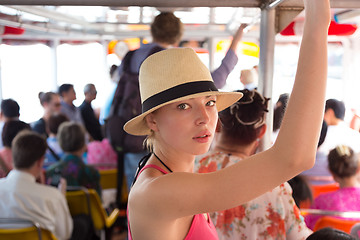 Image showing Tourist traveling by public transport.