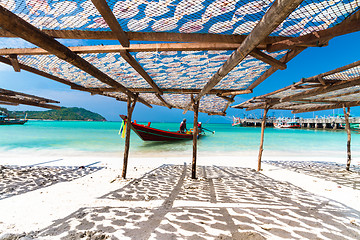 Image showing Traditional squids drying in the sun.