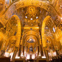 Image showing Golden mosaic in La Martorana church, Palermo, Italy